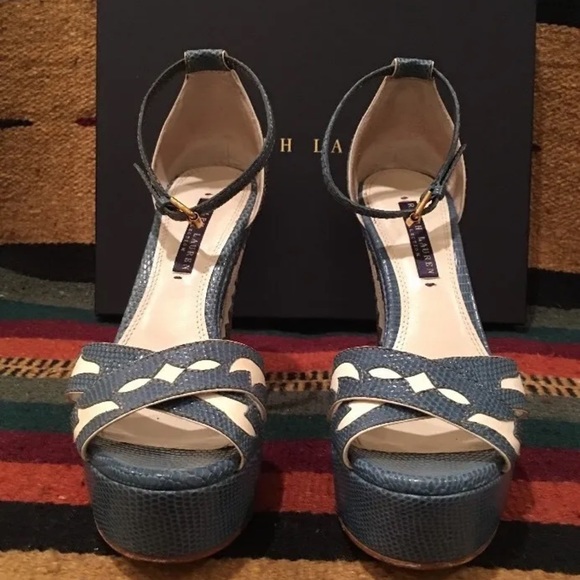 RALPH LAUREN COLLECTION Western Southwestern Style Lizard Skin Leather Wedges - Picture 10 of 12